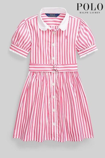 Polo Tall Ralph Lauren Girls Stripe Short Sleeve Logo Shirt Dress (C66981) | £105 - £115
