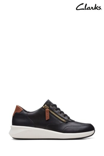 Clarks Black Leather Un Rio Zip Shoes (C67074) | £85