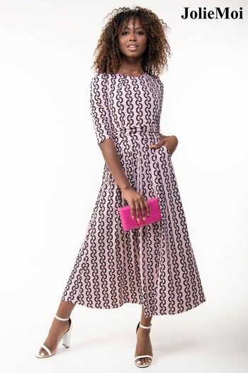 Jolie Moi Pink Pauline 3/4 Sleeve Maxi Dress (C67342) | £95