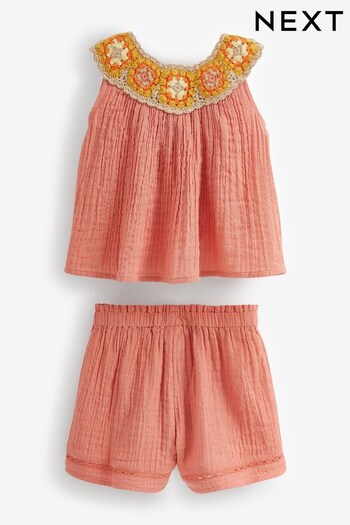 Rust Pink Top And Short Set (3mths-7yrs) (C67903) | £20 - £24