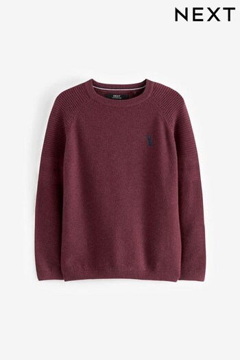 Berry Red With Stag Textured Crew Jumper (3-16yrs) (C68046) | £12 - £17