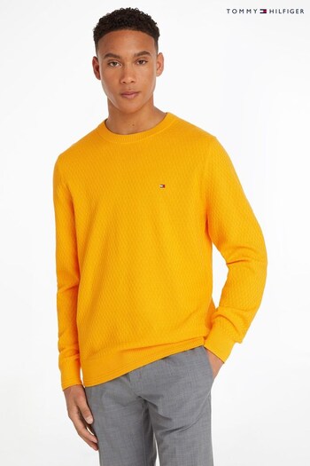 Tommy Hilfiger Yellow Cross Structure Crew Neck Jumper (C68110) | £120