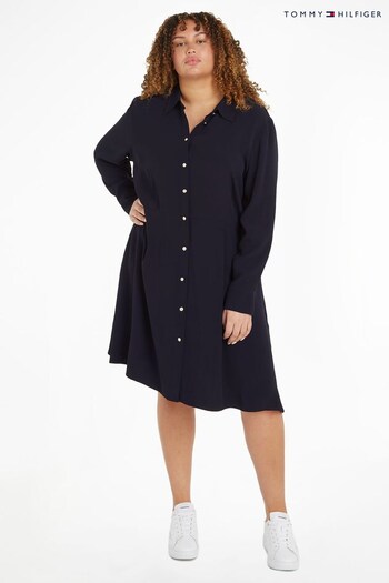 Tommy Hilfiger Curve Blue Crepe Shirt Dress (C68164) | £210