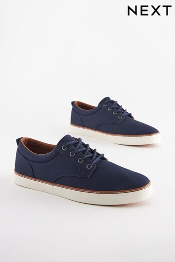 Navy Blue Canvas Derby Trainers (C68187) | £30