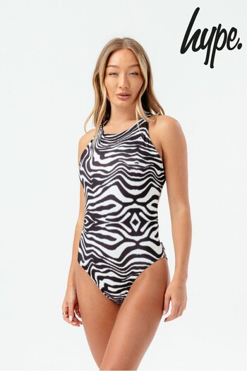 Hype. Womens Wave Scribble Black Swimsuit (C68258) | £25