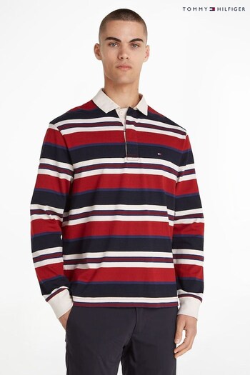 Tommy Hilfiger Red New Prep Stripe Rugby Shirt (C68331) | £130