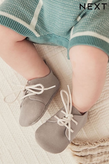 Grey Suede Lace-Up Strap Shoes (0-24mths) (C68342) | £14