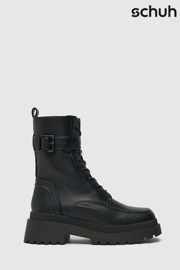 Schuh Aaliyah Black High Cut Buckle Boots (C68736) | £55
