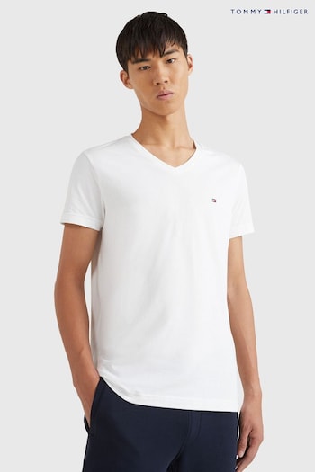 Tommy Hilfiger White Core Stretch Slim Fit V-Neck T-Shirt (C68801) | £40