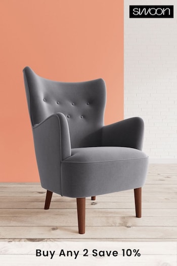 Swoon Easy Velvet Granite Grey Ludwig Chair (C68875) | £879