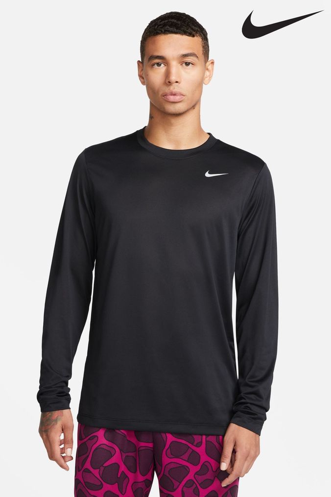 Long sleeve black nike top shop