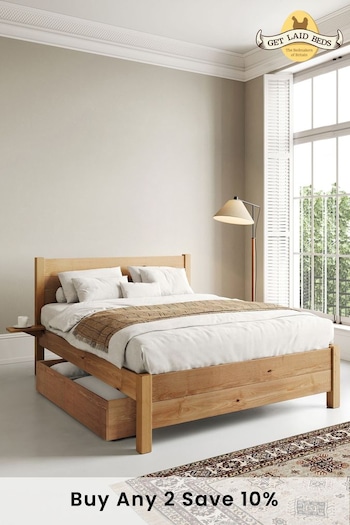 Get Laid Beds Honey Oxford Square Leg Solid Wood Bed Combo (C69123) | £795 - £975