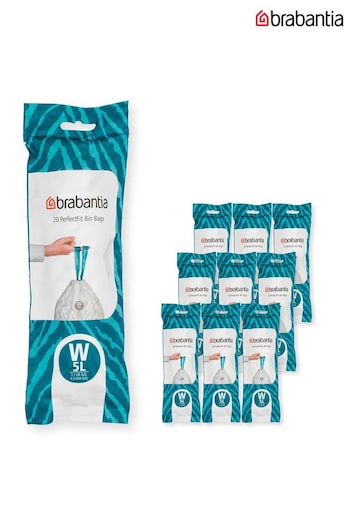 Brabantia White Perfect Fit Bags Code W 5L 200 Bin Bags (C69172) | £28