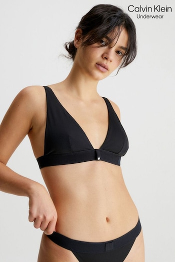 Calvin Klein Monogram Rib Triangle Black Bikini Top (C69185) | £60