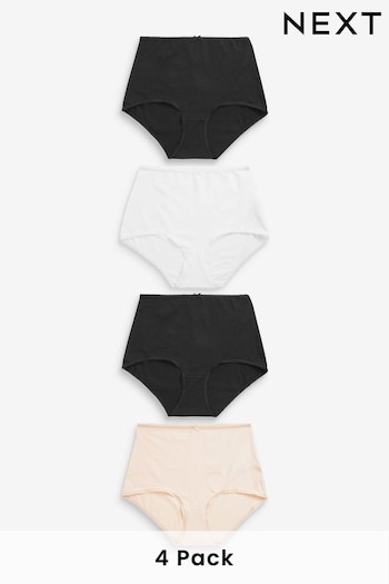 Black/White/Nude Full Brief Cotton Rich Knickers 4 Pack (C69256) | £11
