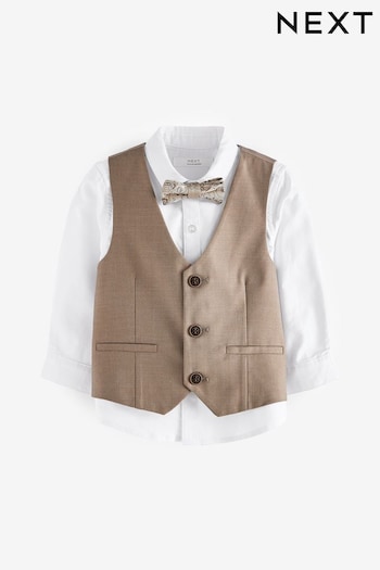 Stone Waistcoat, H6109900CR-1100 Shirt and Bowtie Set (3mths-9yrs) (C69283) | £32 - £36