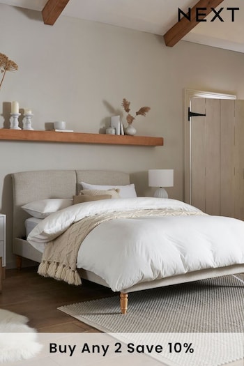 Tweedy Plain Light Natural Hove Upholstered Bed Frame (C69362) | £375 - £575
