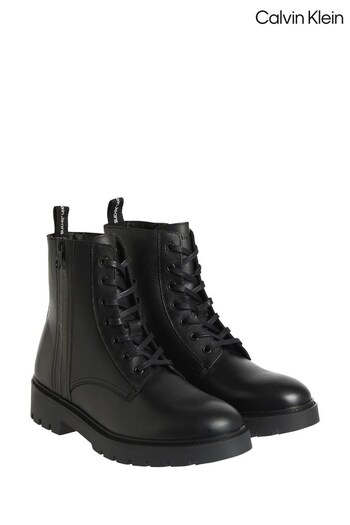 Calvin Klein Lace Up Black Combat Boots (C69451) | £90