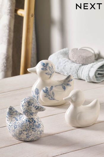 Set of 3 Floral Ceramic Ducks (C69471) | £15