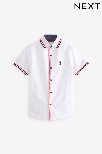 White/Red Short Sleeve Colourblock Shirt (3-16yrs) (C69605) | £15 - £20