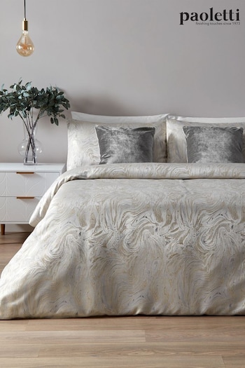 Riva Paoletti Cream Osyter Gold Marble Luxe Duvet Cover And Pillowcase Set (C70045) | £78 - £105