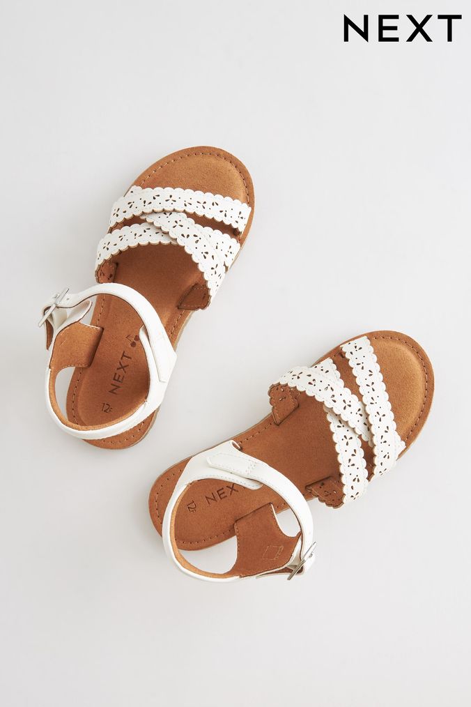 Madden NYC Girls White Sandals Shoes Size 4 Adjustable Girls | eBay