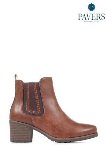 Relife by Pavers Natural Block Heeled Chelsea Boots (C70156) | £58