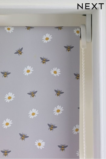 Grey Bee and Daisy Moisture Resistant Ready Made Roller Blind (C70178) | £24 - £54