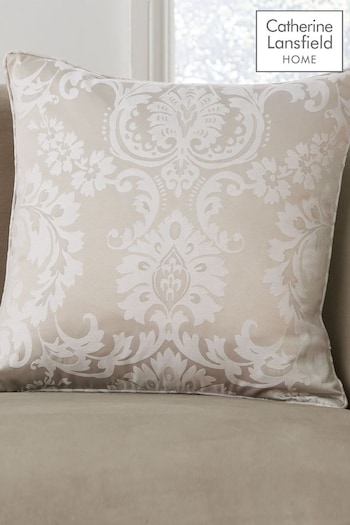 Catherine Lansfield Natural Damask Jacquard Cushion (C70385) | £16