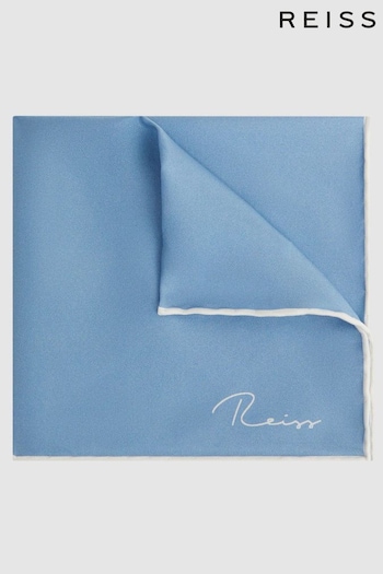 Reiss Soft Blue Ceremony Plain Silk Pocket Square (C70424) | £38
