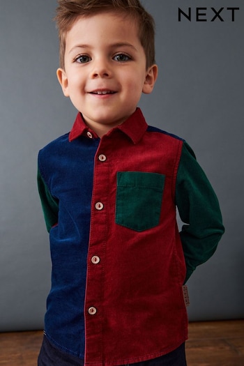 Red Colourblock Corduroy Shirt (3mths-7yrs) (C70448) | £14 - £16