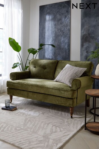 Plush Chenille Moss Green Delia Compact 2 Seater 'Sofa In A Box' (C70550) | £520