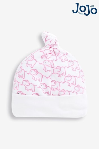 JoJo Maman Bébé Pink Little Elephant Cotton Baby Hat (C70561) | £5