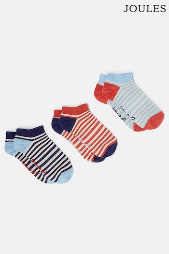 Joules Rilla Blue Striped Trainer Socks (3 Pack) (C70630) | £12.95
