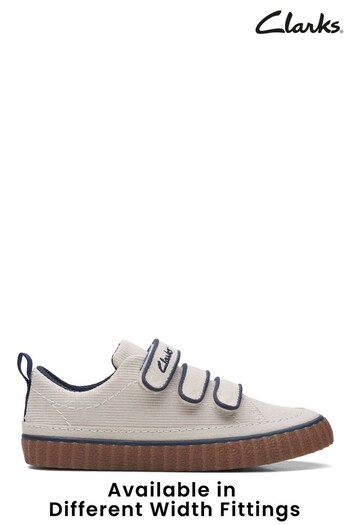 Clarks Blue Kids Multi Fit Cord 2 Strap Trainers (C70644) | £38