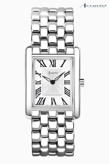 Accurist Womens Silver Tone Rectangle Stainless Steel Bracelet Analogue Watch (C70706) | £189