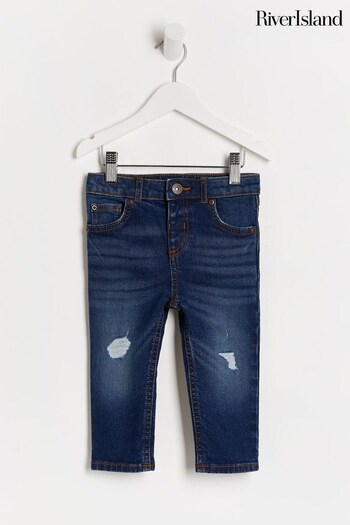 River Island Blue Boys Denim Ripped Skinny Jean (C70961) | £16