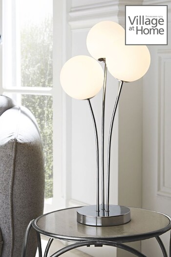 Village At Home Silver Chrome Jackson 3 Light Table Lamp (C70968) | £89