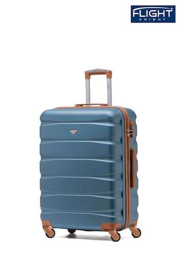Flight Knight Blue/Tan Medium Hardcase Lightweight Check In Suitcase With 4 Wheels (C71071) | £60