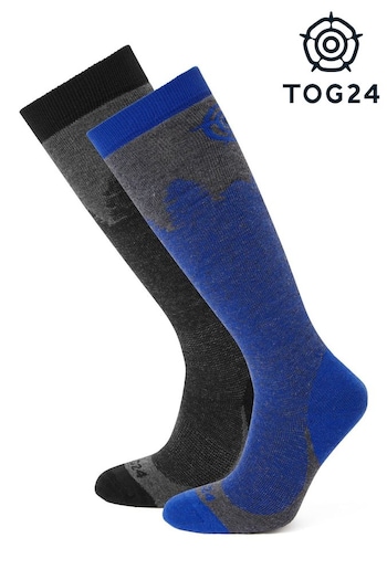 Tog 24 Mens Blue Aprica Ski Socks 2 Packs (C71091) | £32