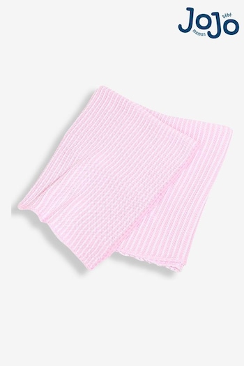 JoJo Maman Bébé Pink Knitted Stripe Shawl (C71166) | £26