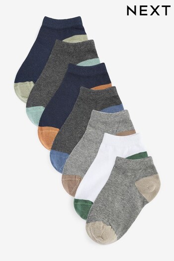 Grey/Navy Blue 7 Pack Cotton Rich Trainer Socks (C71170) | £7.50 - £9.50