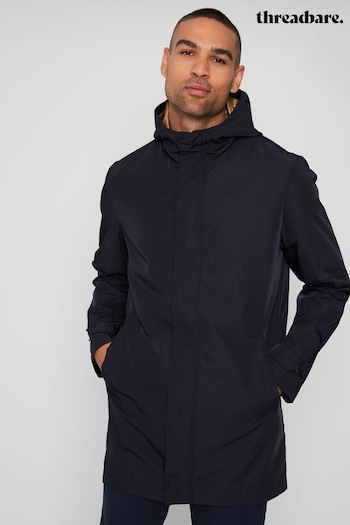 Threadbare Blue Luxe Showerproof Zip Up Hooded Raincoat (C71211) | £60
