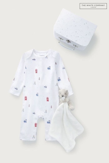 New In Home Accessories Organic Cotton London White Suitcase Gift Set (C71289) | £40