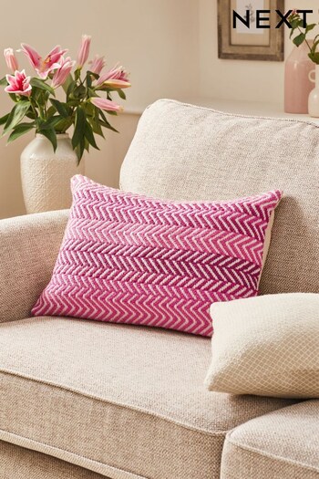 Fuchsia Pink Textured Stripe Cushion (C71319) | £22