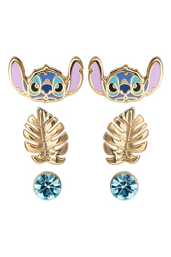 Peers Hardy Disney Lilo & Stitch Gold Tone Coloured 3 Piece Earring Set (C71386) | £20