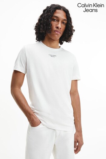 Calvin Klein Jeans White Stacked Logo T-Shirt (C71398) | £35