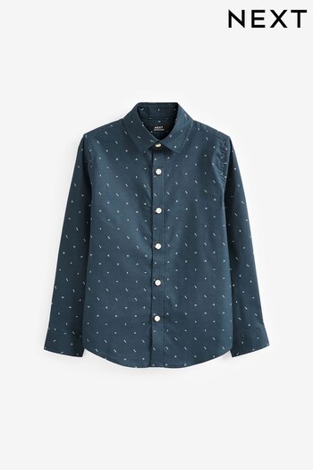 Navy Blue Printed Oxford Shirt (3-16yrs) (C71411) | £14 - £19