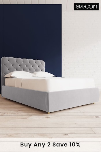 Swoon Easy Velvet Silver Grey Burbage Divan Bed (C71435) | £1,199 - £1,289