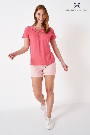 Crew Clothing Company Pink Textured Cotton Casual Jersey Top (C71591) | £45